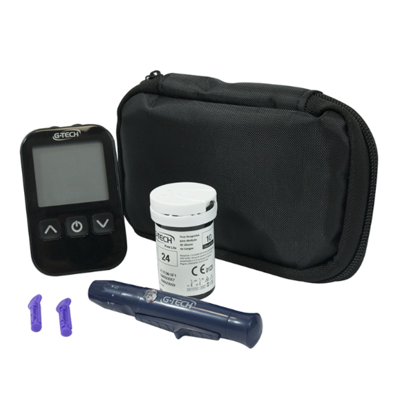Kit Medidor de Glicose Free Lite Completo - G-Tech - CPAPS